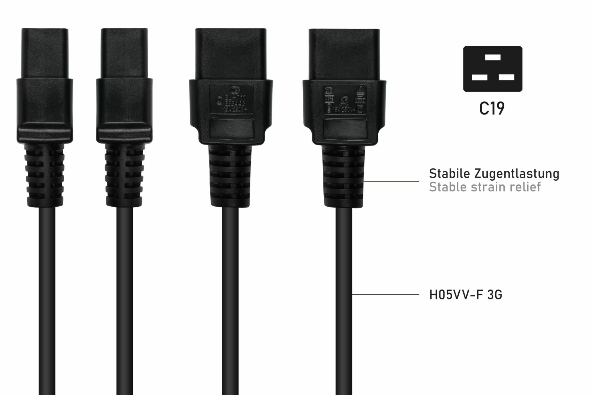 kabelmeister Kaltgeräteverlängerung C20 an C13 schw. - Kabel - Verlängerungskabel, Ansicht 4