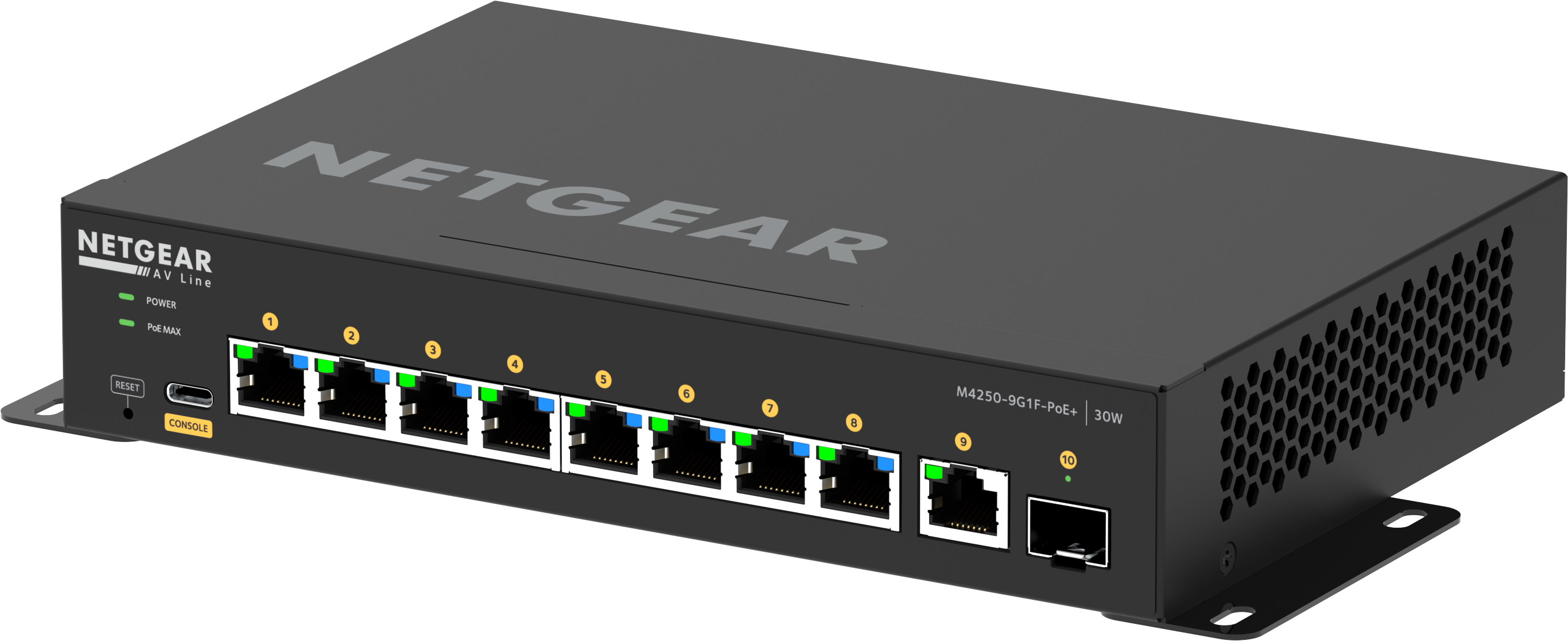 Netgear AV Line M4250-9G1F-PoE+ - Switch - L3 - managed - 8 x 10/100/1000 (8 PoE+), Ansicht 4