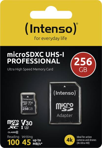 Intenso microSDXC C10 UHS-I Professional+ Adapter - Extended Capacity SD (MicroSDHC), Ansicht 3