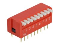 Delock DIP flip switch piano 9-digit 2.54 mm pitch THT vertical - DIP-Schalter - Rot (Packung mit 10)