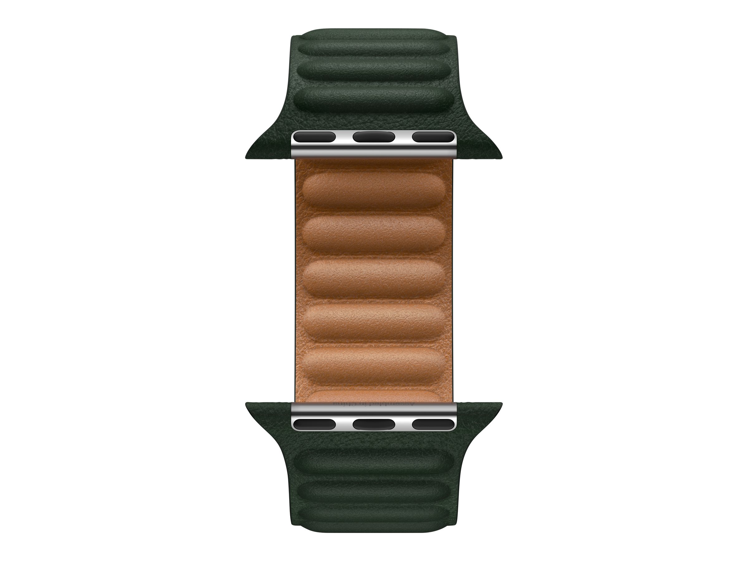Apple Watch 38/40/41 mm Lederarmband mit Endstück, schwarzgrün, S/M