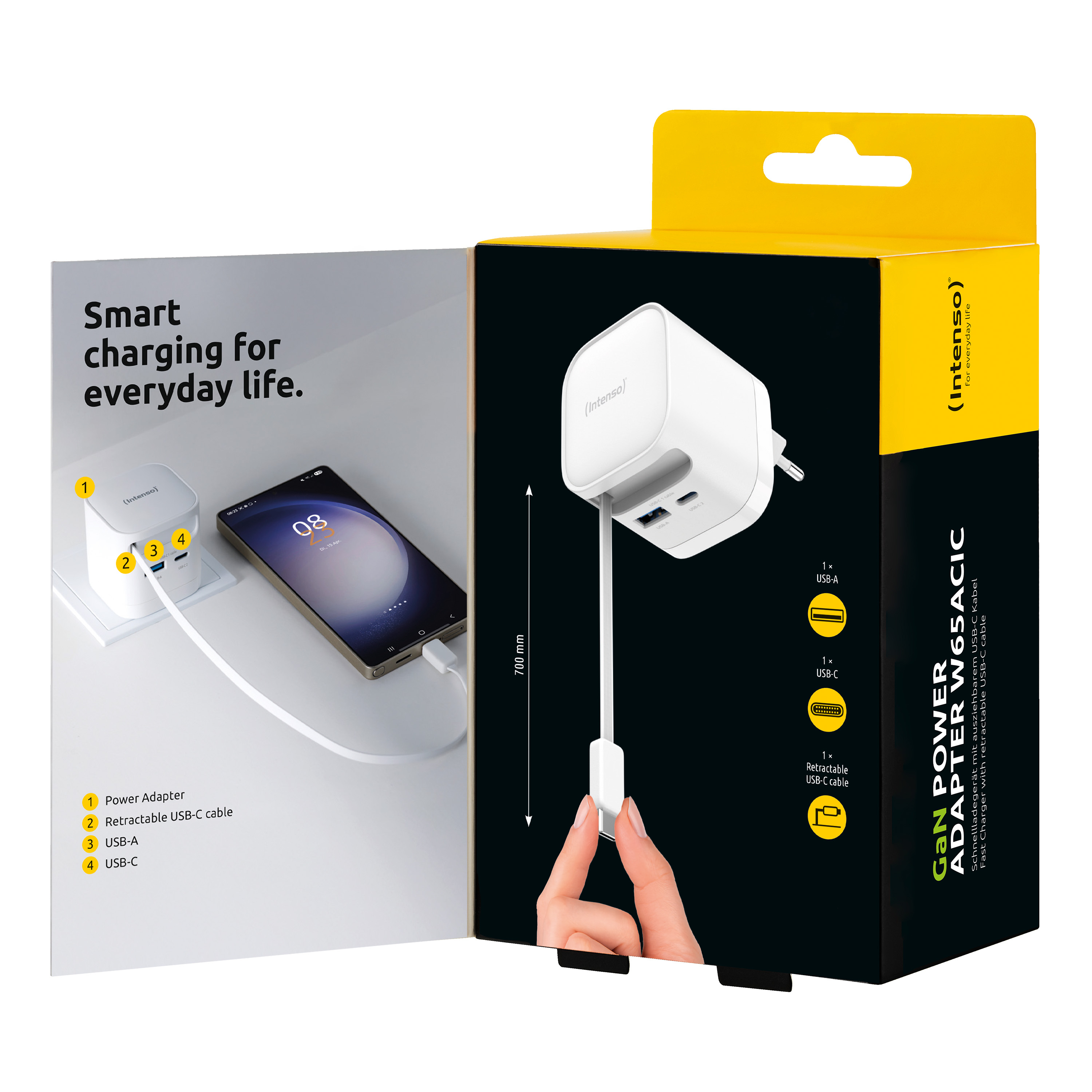 Intenso Compact Fast Charger 65W USB-C/USB-A White, Ansicht 3