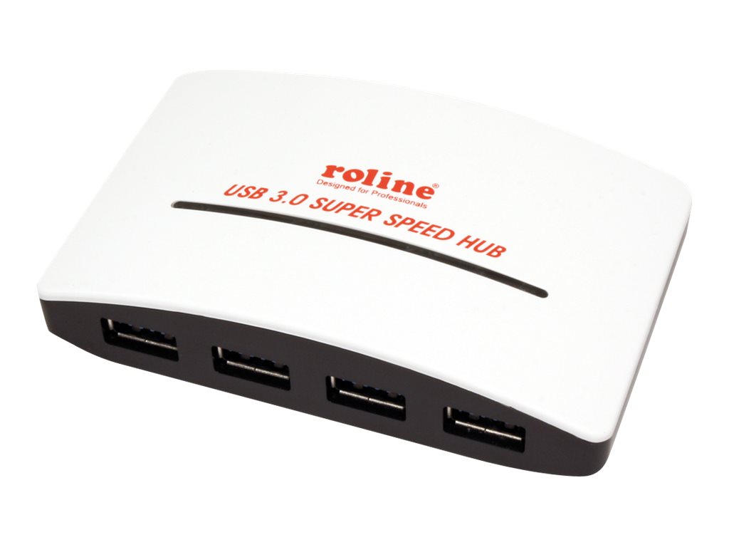 ROLINE USB 3.0 Hub "Black and White" - Hub - 4 x SuperSpeed USB 3.0 - Desktop