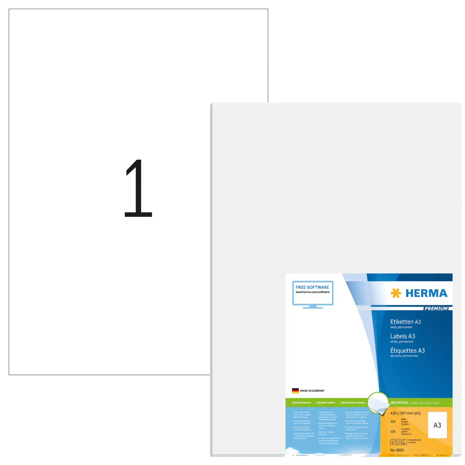 HERMA Premium - Permanenter Klebstoff - weiß - A3 (297 x 420 mm), Ansicht 2