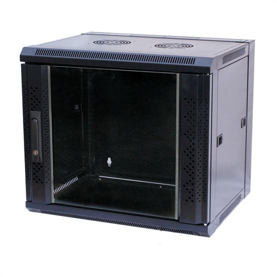 VALUE Schrank Netzwerkschrank - geeignet für Wandmontage - Schwarz, RAL 7021 - 18U - 48.3 cm (19), Ansicht 2
