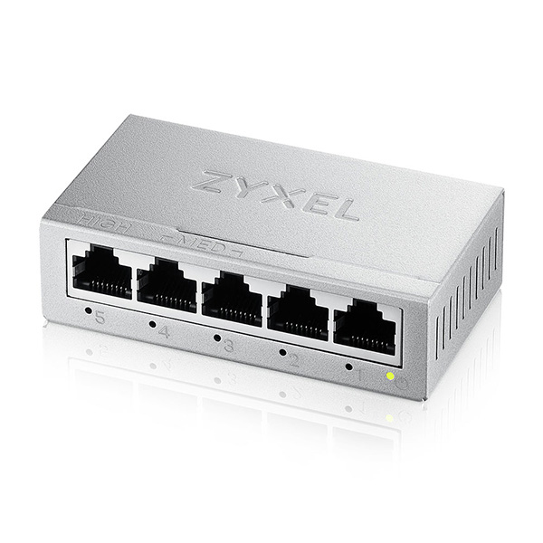 ZyXEL GS-100 series GS-105B - Version 5 - Switch - unmanaged - 5 x 10/100/1000 - Desktop - wandmontierbar, Ansicht 2