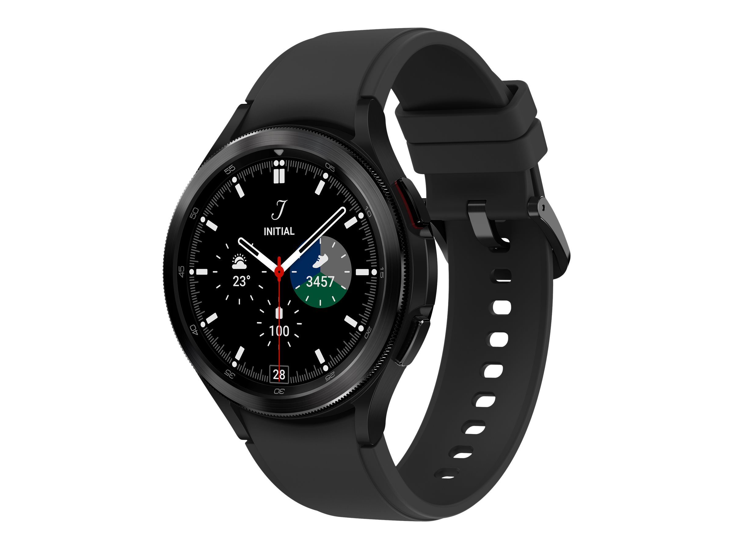Samsung Galaxy Watch4 Classic - 46 mm - schwarz - intelligente Uhr mit Ridge Sport Band - Flouroelastomer - schwarz - Anzeige 3.46 cm (1.4")