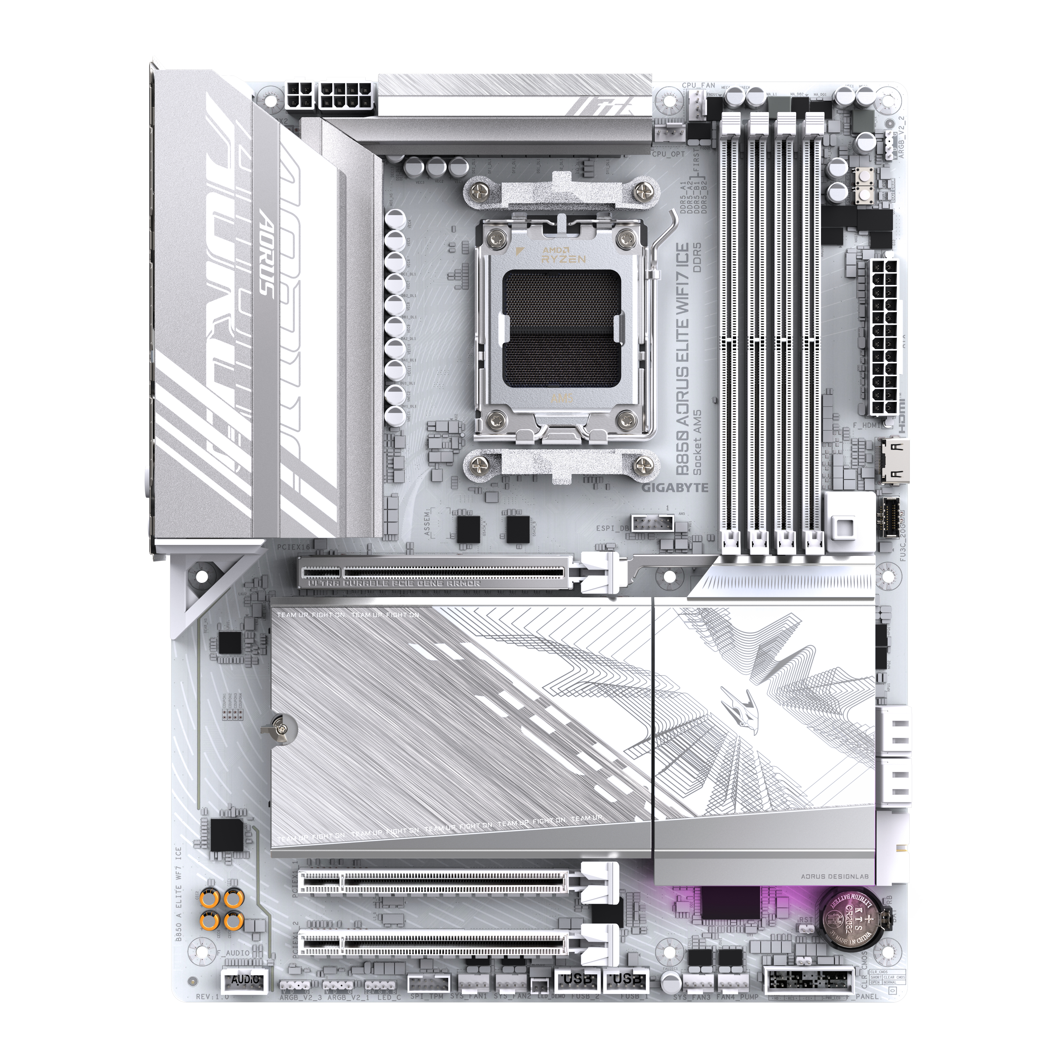 Gigabyte B850 AORUS ELITE WF7 ICE ATX Mainboard - AM5 - DDR5, Ansicht 2