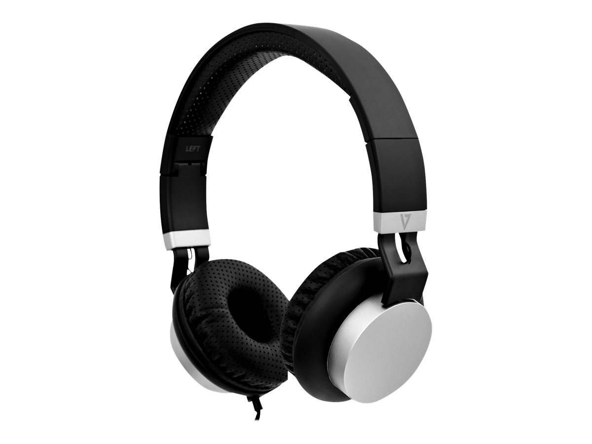 V7 Lightweight Headphones HA601-3EP - Kopfhörer mit Mikrofon - On-Ear - kabelgebunden - 3,5 mm Stecker - Geräuschisolierung