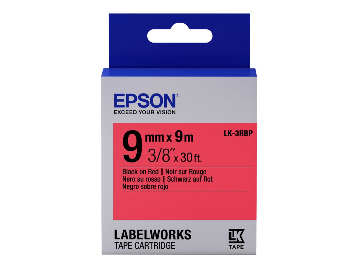 Epson LabelWorks LK-3RBP - Schwarz auf rot - Rolle (0,9 cm x 9 m) 1 Kassette(n) Etikettenband - für LabelWorks LW-1000, 300, 400, 600, 700, 900, K400, Z5000, Z5010, Z700, Z710, Z900
