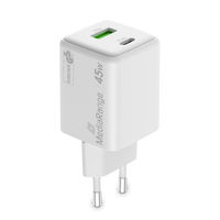 MEDIARANGE Ladegerät 43W 2-Port 1x USB-A/1x USB-C GaN weiß, Ansicht 3