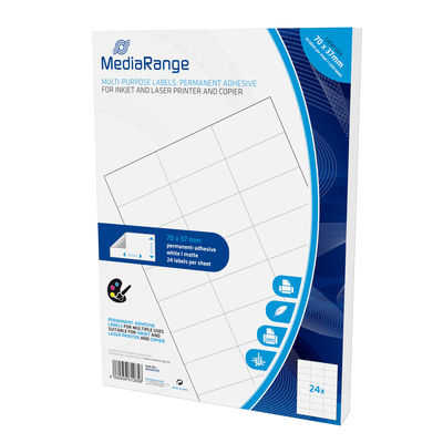 MEDIARANGE MRINK149 - Weiß - Dauerhaft - 70 x 37 - A4 - Matte - Laser/Inkjet, Ansicht 2