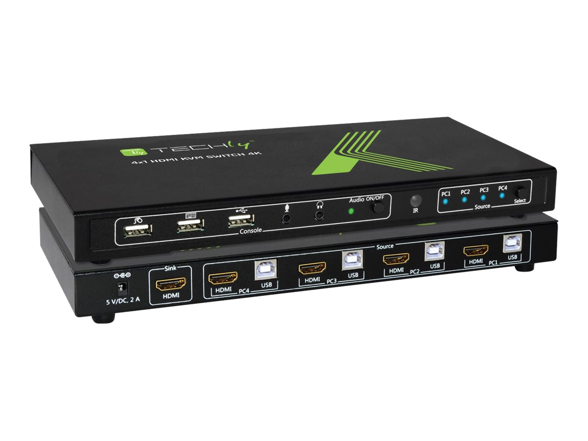 Techly 4x1 USB HDMI KVM Switch 4Kx2K - KVM-/Audio-/USB-Switch, Ansicht 3