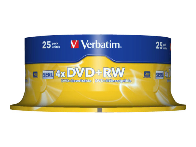 Verbatim - 25 x DVD+RW - 4.7 GB 4x - mattsilber - Spindel