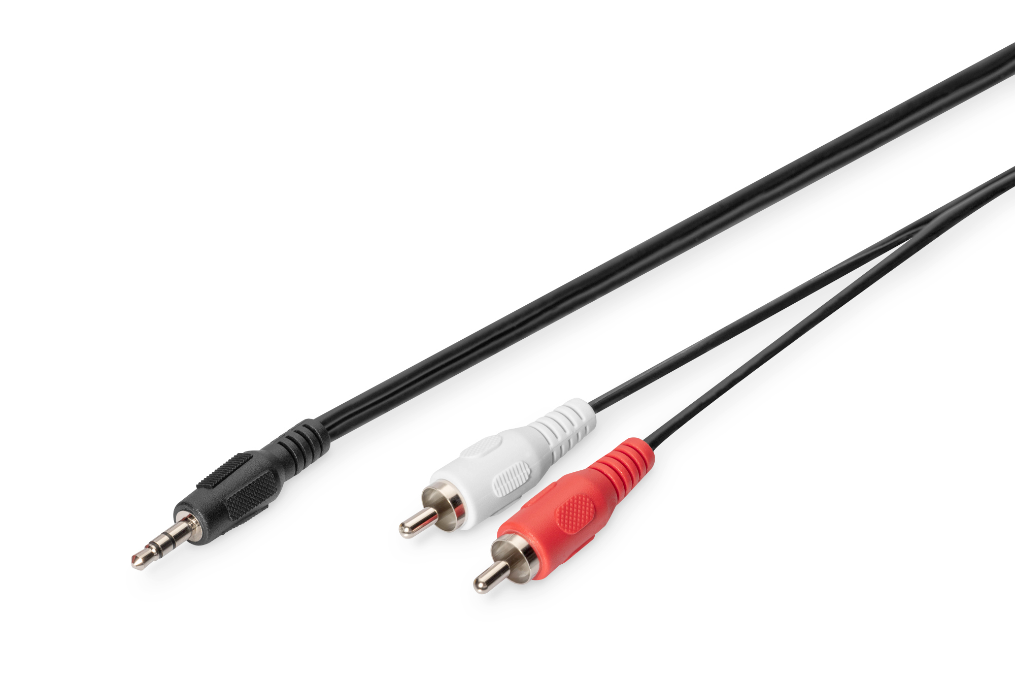 DIGITUS Audio Adapterkabel, 3.5mm Klinke, 3.5mm, Männlich, 2 x RCA, Männlich, 2,5 m, Schwarz