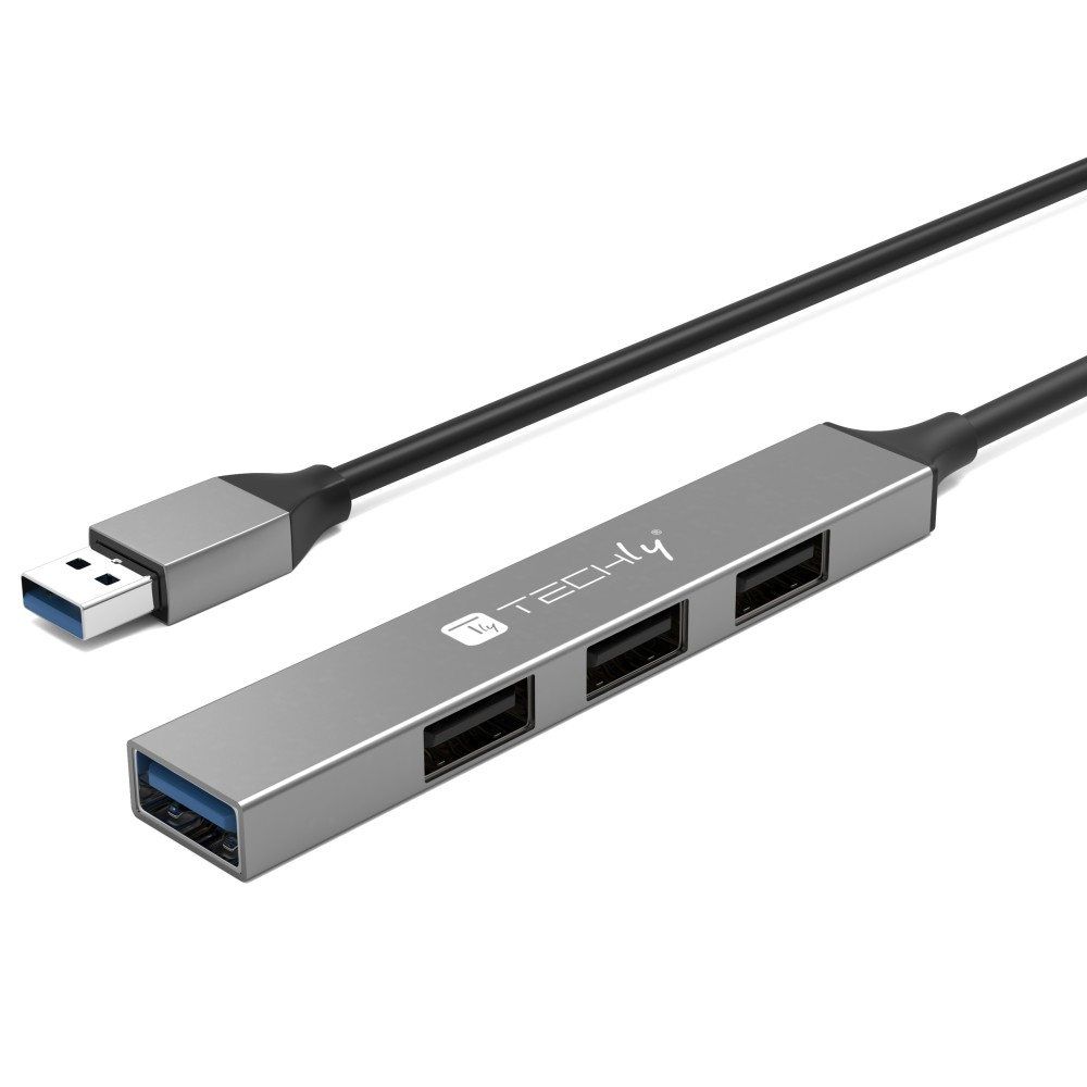 Techly USB-A 3.2 Hub mit 4 schlanken USB-A-Ports aus Metall, Ansicht 3