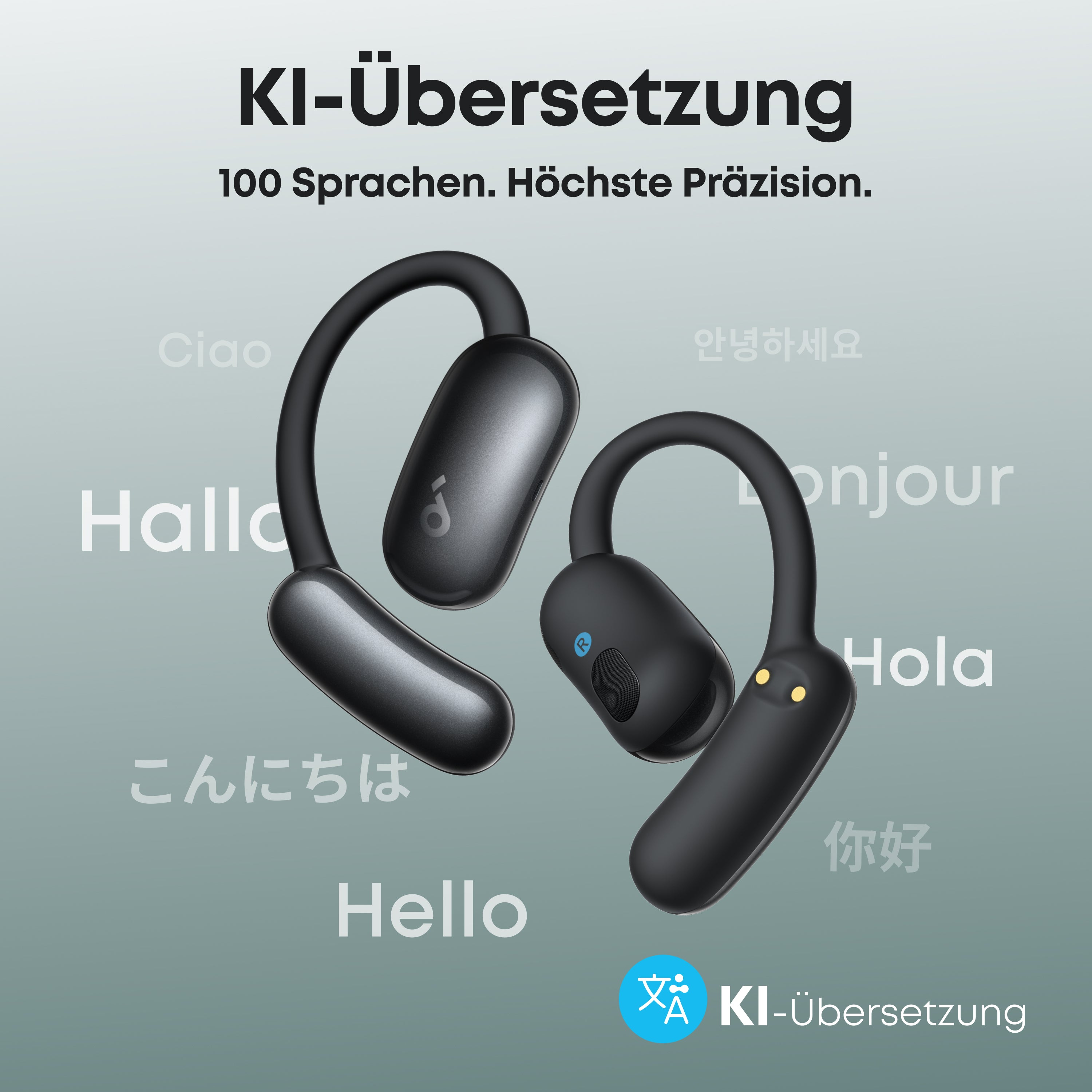 Anker Innovations Soundcore AeroFit 2 AI black Open-Ear-Kopfhörer 35 Stunden Wiedergabezeit IP55 inkl. - Kopfhörer, Ansicht 2