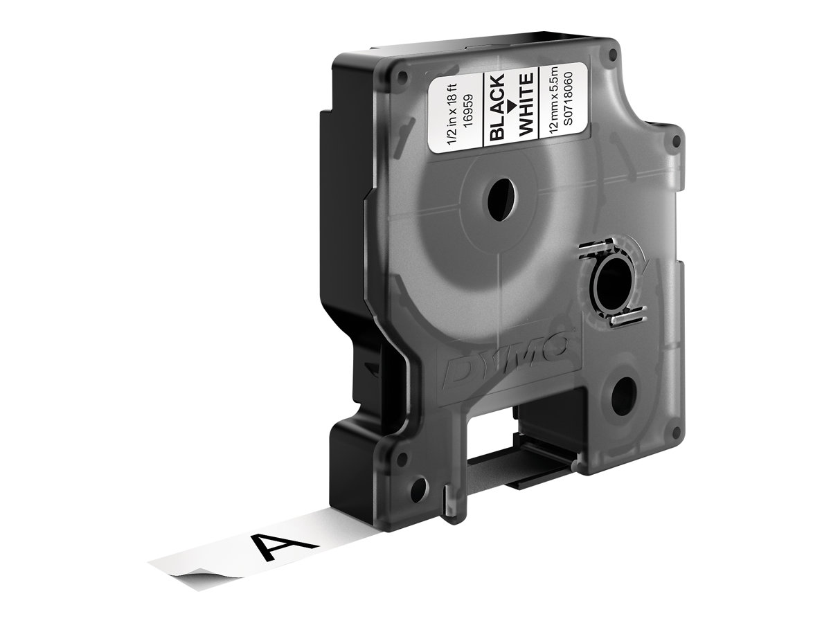 Dymo D1 - Polyester - permanenter Klebstoff - Schwarz auf Weiß - Rolle (1,2 cm x 5,5 m), Ansicht 3
