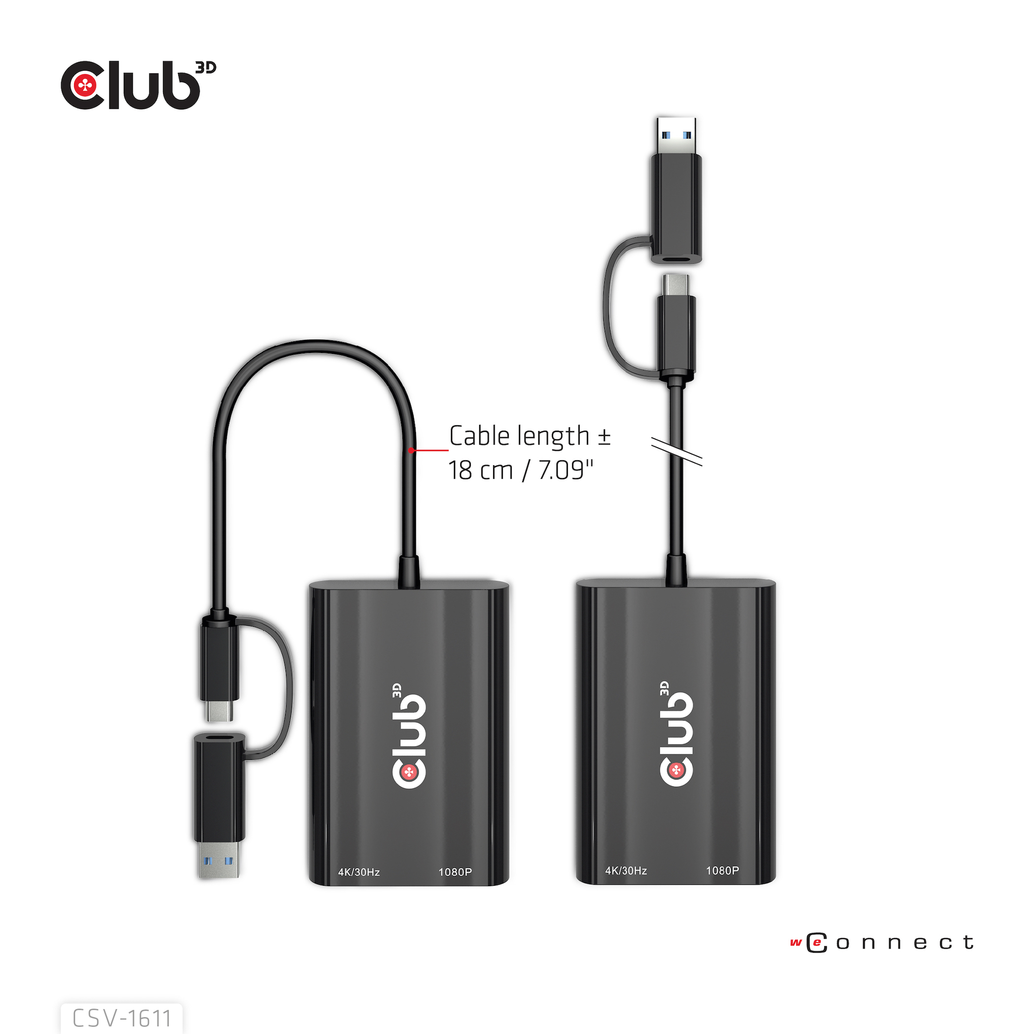 Club 3D Videoadapter - USB Typ A, 24 pin USB-C (M), Ansicht 2