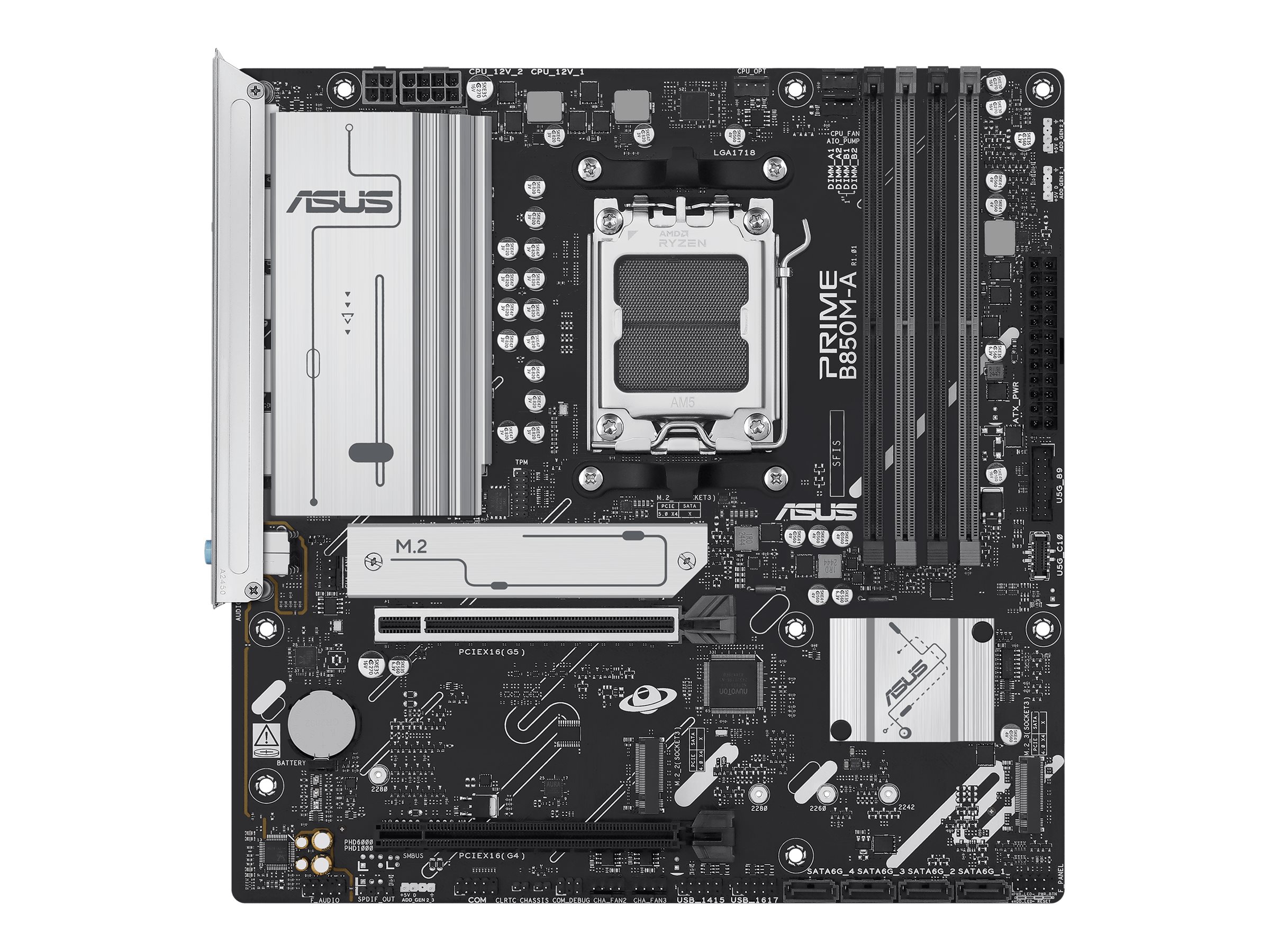 ASUS PRIME B850M-A-CSM - Motherboard - micro ATX - Socket AM5 - AMD B850 Chipsatz - USB 3.2 Gen 2, USB 3.2 Gen 1, USB-C 3.2 Gen 1 - 2.5 Gigabit LAN - Onboard-Grafik (CPU erforderlich)