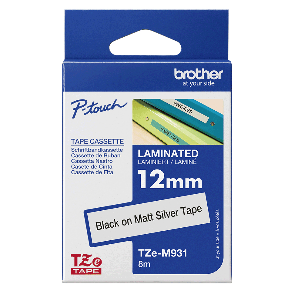 Brother TZe-M931 - Schwarz auf Silber (matt) - Rolle (1,2 cm x 8 m), Ansicht 2