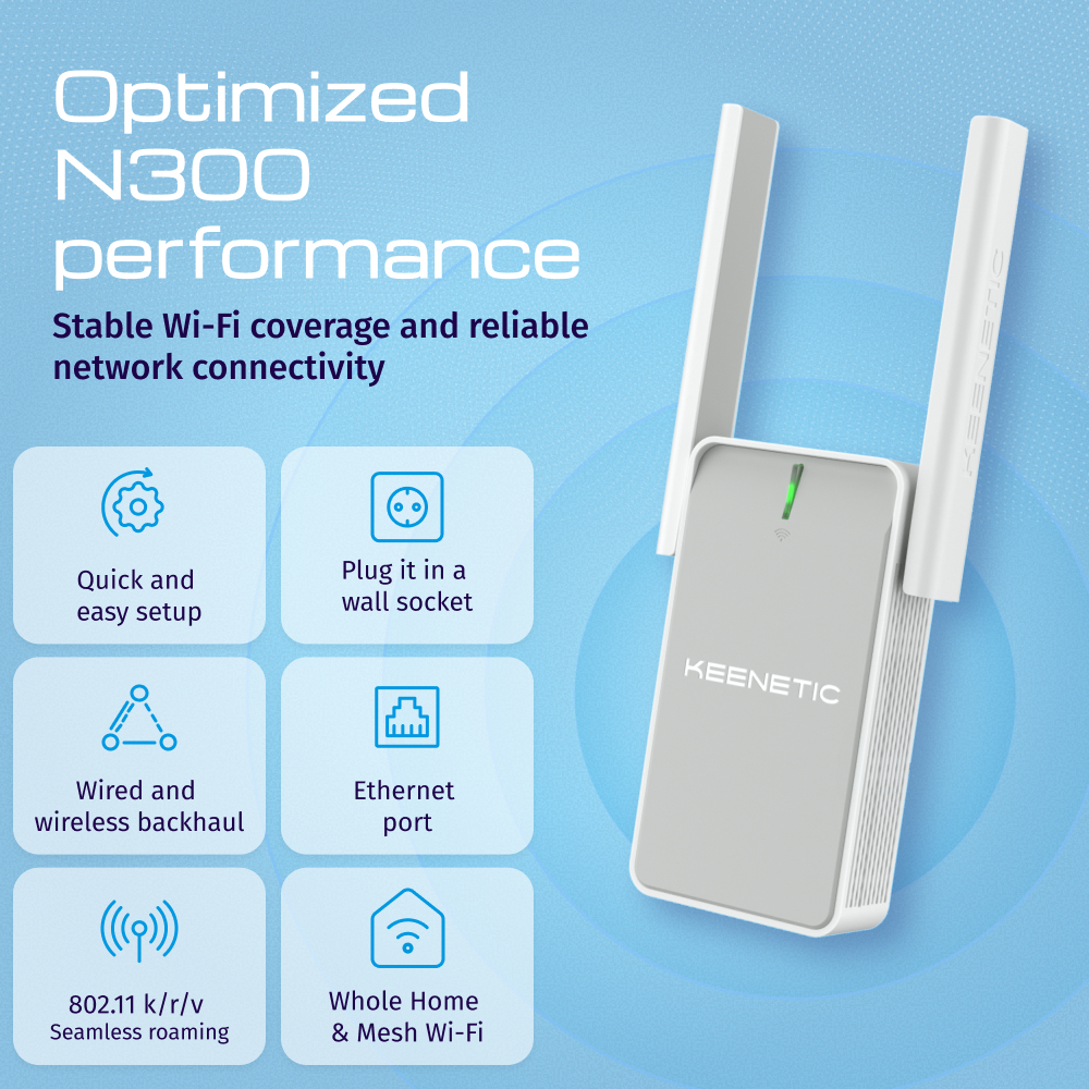 KEENETIC Buddy 4 KN-3211-01-EU N300 Mesh Wi-Fi 4 Extender, Ansicht 2