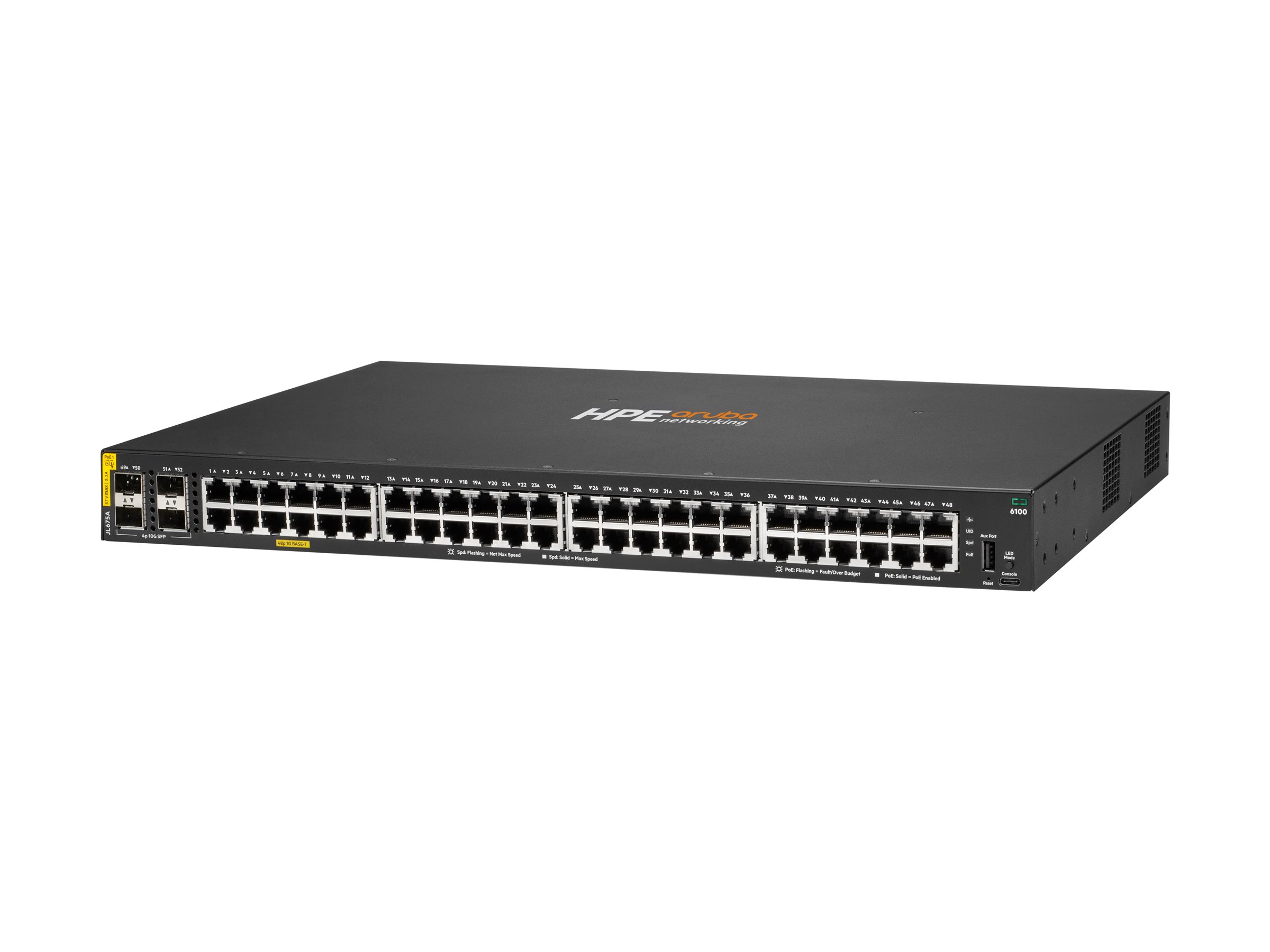 HPE Aruba 6100 48G Class4 PoE 4SFP+ 370W Switch - Switch - managed - 48 x 10/100/1000 (PoE+)