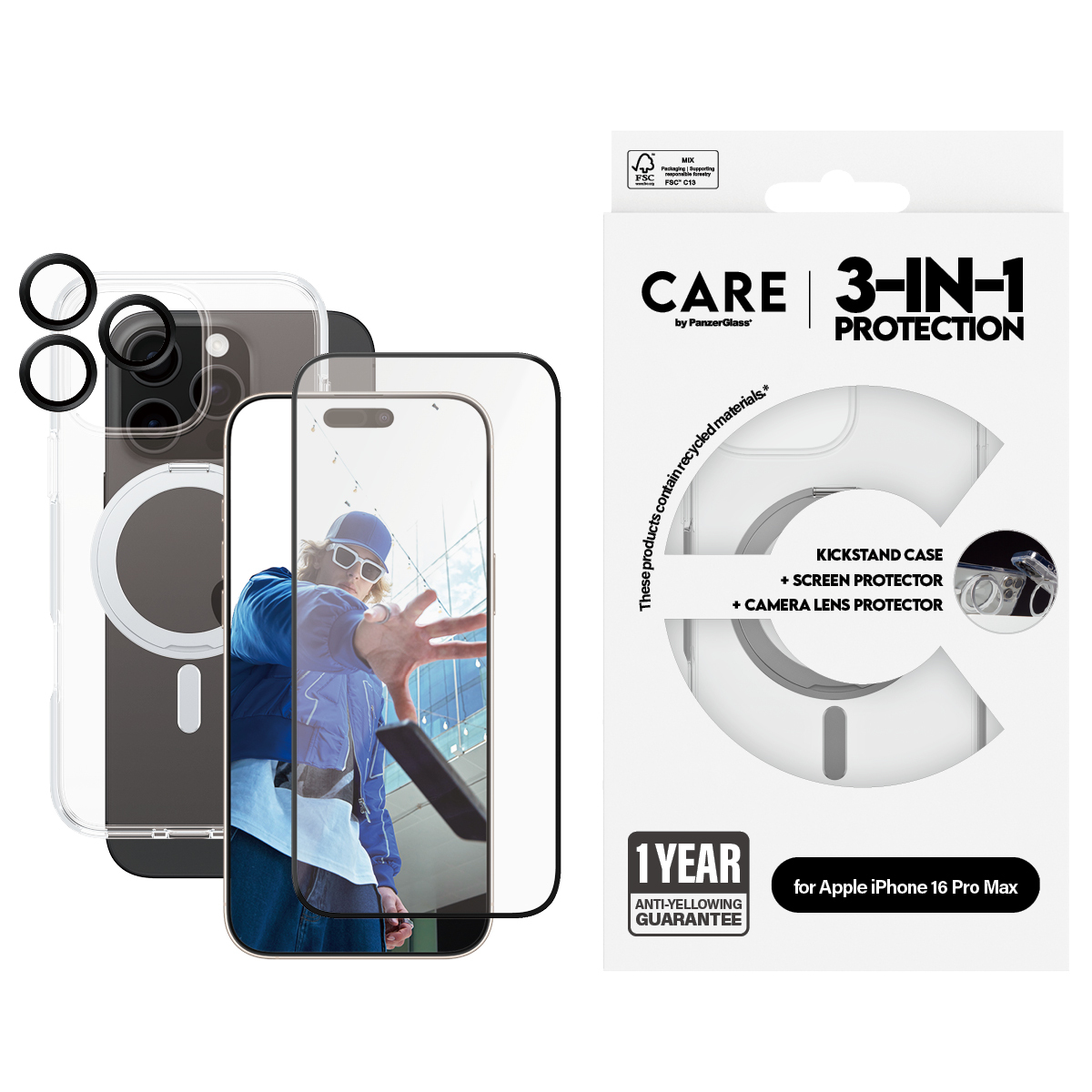 PanzerGlass CARE by Feature 3-in-1 Ceramic Bundle iPhone 16, Ansicht 4