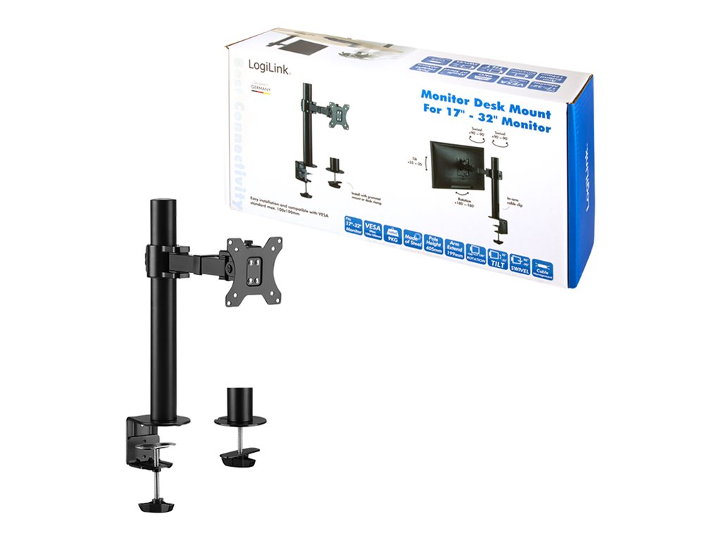 LogiLink Befestigungskit - einstellbarer Arm - für LCD-Display - Stahl - Schwarz - Bildschirmgröße: 43.2-81.3 cm (17"-32")