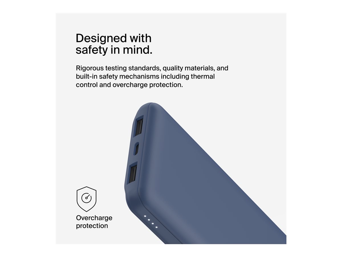 Belkin BoostCharge - Powerbank - 10000 mAh - 18 Watt - 3 Ausgabeanschlussstellen (2 x USB, 24 pin USB-C) - blau, Ansicht 4