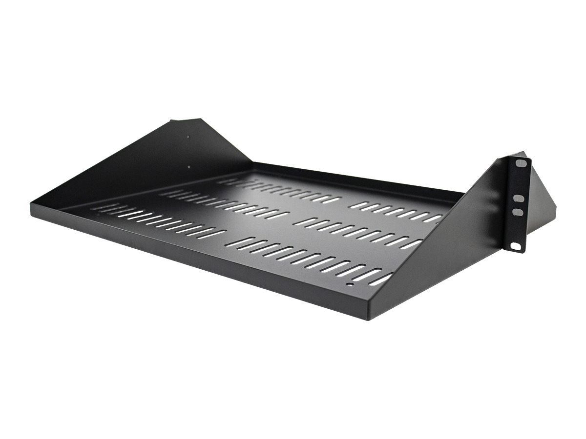 StarTech.com 2U 19 Zoll Fachboden für Rack - Perforierte freitragende rack ablage mit zentrierter befestigung - Belüftete rack ablage - Belastbarkeit 91kg - 36cm tief (SHELF-2U-14-CENTER-V)