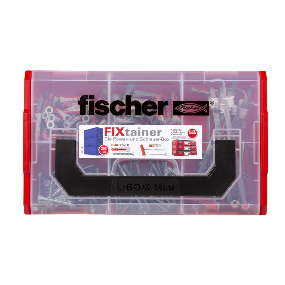 fischer FIXtainer-DUOPOWER/DUOTEC 200 - Spreizdübel - Beton - Metall - Grau - Rot - 90 Stück(e) - Box, Ansicht 2