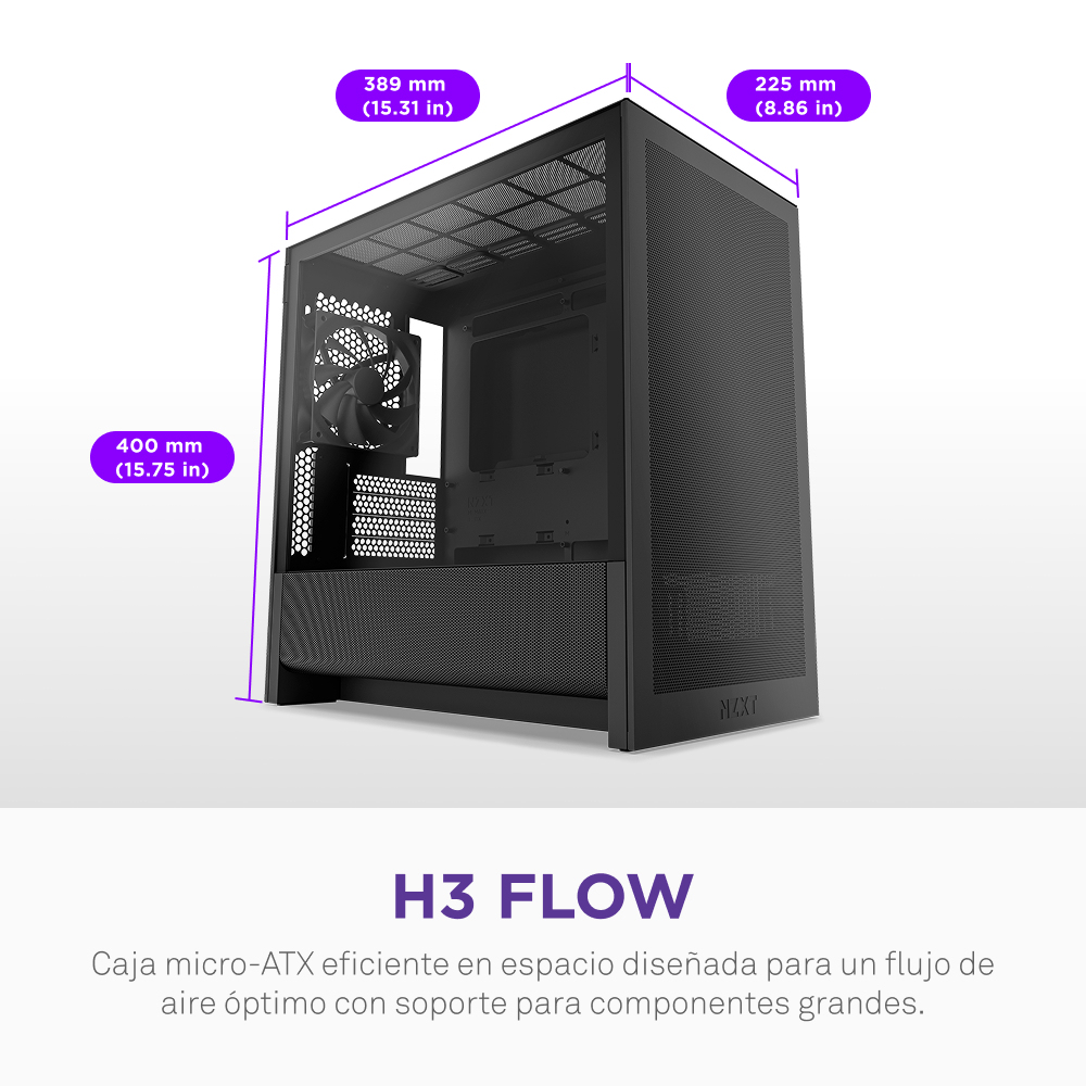 NZXT H3 Flow 2025 schwarz| PC-Gehäuse - Midi/Minitower - ATX, Ansicht 2
