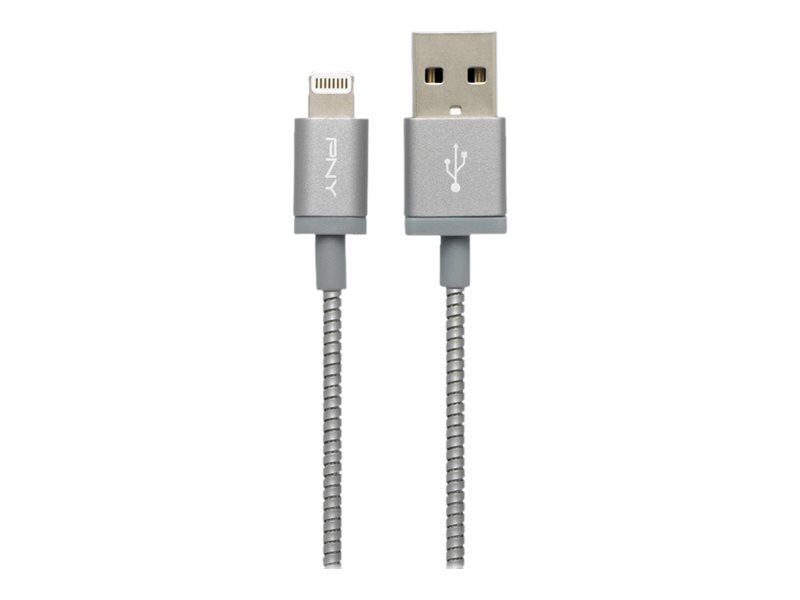 PNY Charge & Sync - Lightning-Kabel - USB männlich zu Lightning männlich - 1.2 m - metallisch grau - für Apple iPad/iPhone/iPod (Lightning)