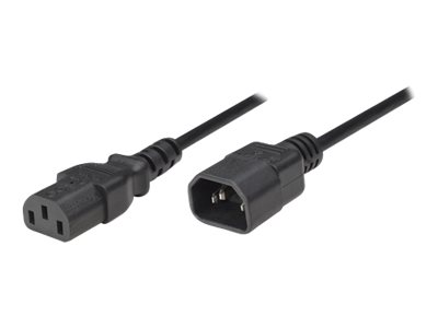 Manhattan Power Cord/Cable, C14 Male to C13 Female (kettle lead), Monitor to CPU, 1.8m, 10A, Black, Lifetime Warranty, Polybag - Stromkabel - IEC 60320 C14 zu power IEC 60320 C13 - Wechselstrom 250 V - 10 A - 1.8 m