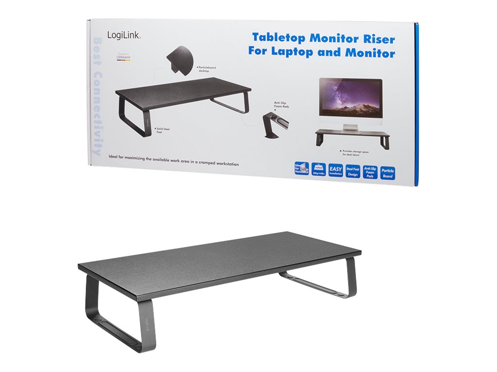 LogiLink Monitor Riser - Aufstellung - für LCD-Display/Notebook - Preßspan, Stahl, Ethylen-Vinylacetat (EVA)