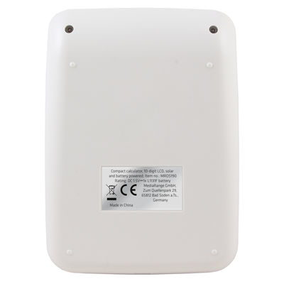 MEDIARANGE MROS190 - Desktop - Einfacher Taschenrechner - 10 Ziffern - Batterie/Solar - Schwarz - Weiß, Ansicht 4