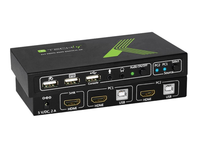 Techly 2x1 USB HDMI KVM Switch 4Kx2K - KVM-/Audio-Switch, Ansicht 3