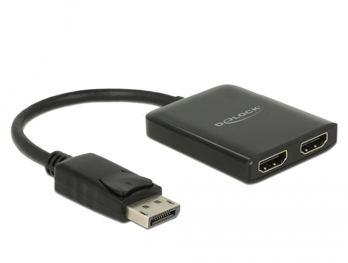 Delock 87720, DisplayPort, 2x HDMI, 3840 x 2160 Pixel, Schwarz, Kunststoff, 60 Hz