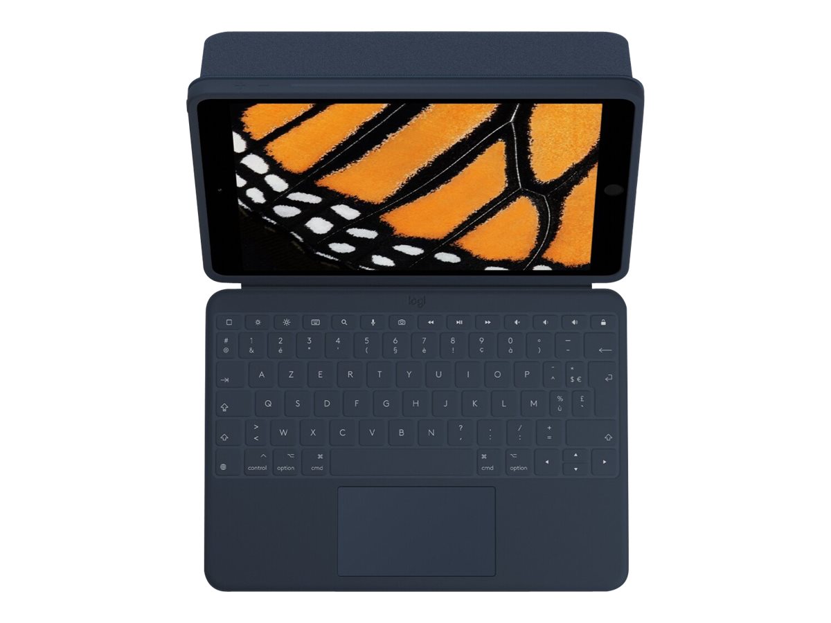 Logitech Rugged Combo 3 Touch for Education - Tastatur und Foliohülle - mit Trackpad - Apple Smart connector - QWERTZ - Deutsch - Classic Blue - für Bildungseinrichtungen - für Apple 10.2-inch iPad (7. Generation, 8. Generation, 9. Generation)
