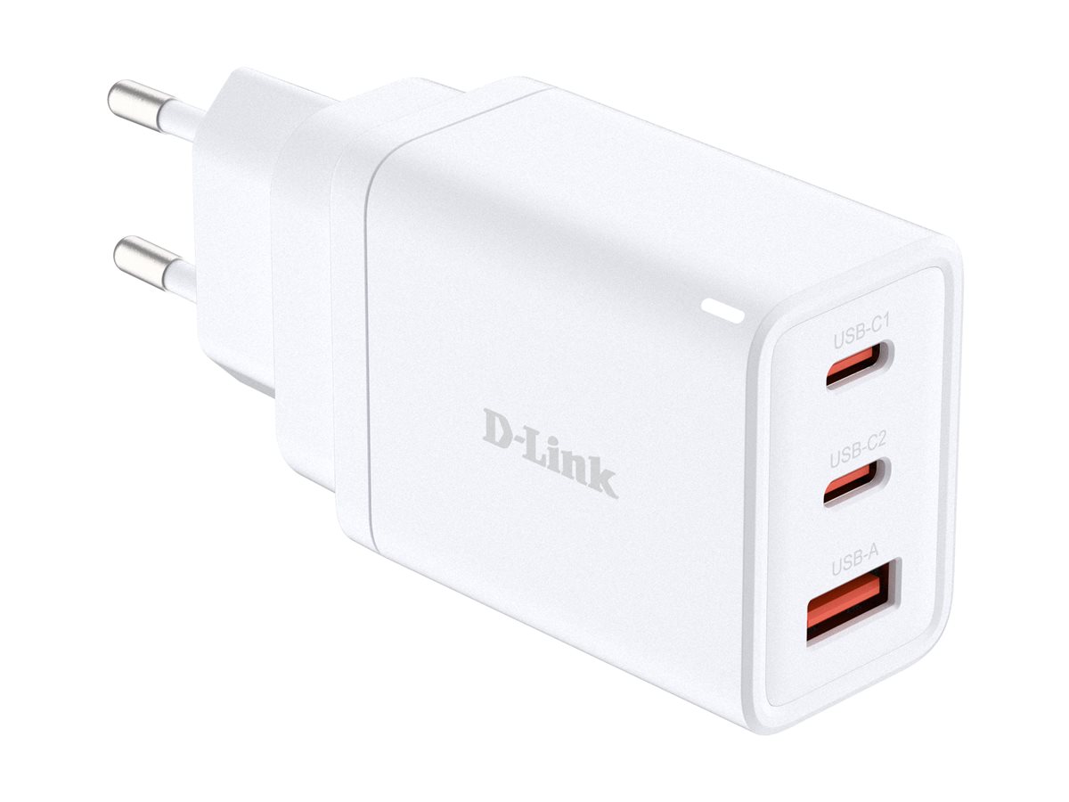 D-Link DCP-651 - Netzteil - GaN - 65 Watt - 5 A - PD 3.0, QC 4.0 - 3 Ausgabeanschlussstellen (2 x USB-C, USB Typ A), Ansicht 3