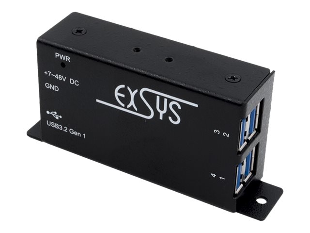 Exsys EX-1181HMS - Hub - 4 x USB 3.2 Gen 1 - an DIN-Schiene montierbar, wandmontierbar, Ansicht 2