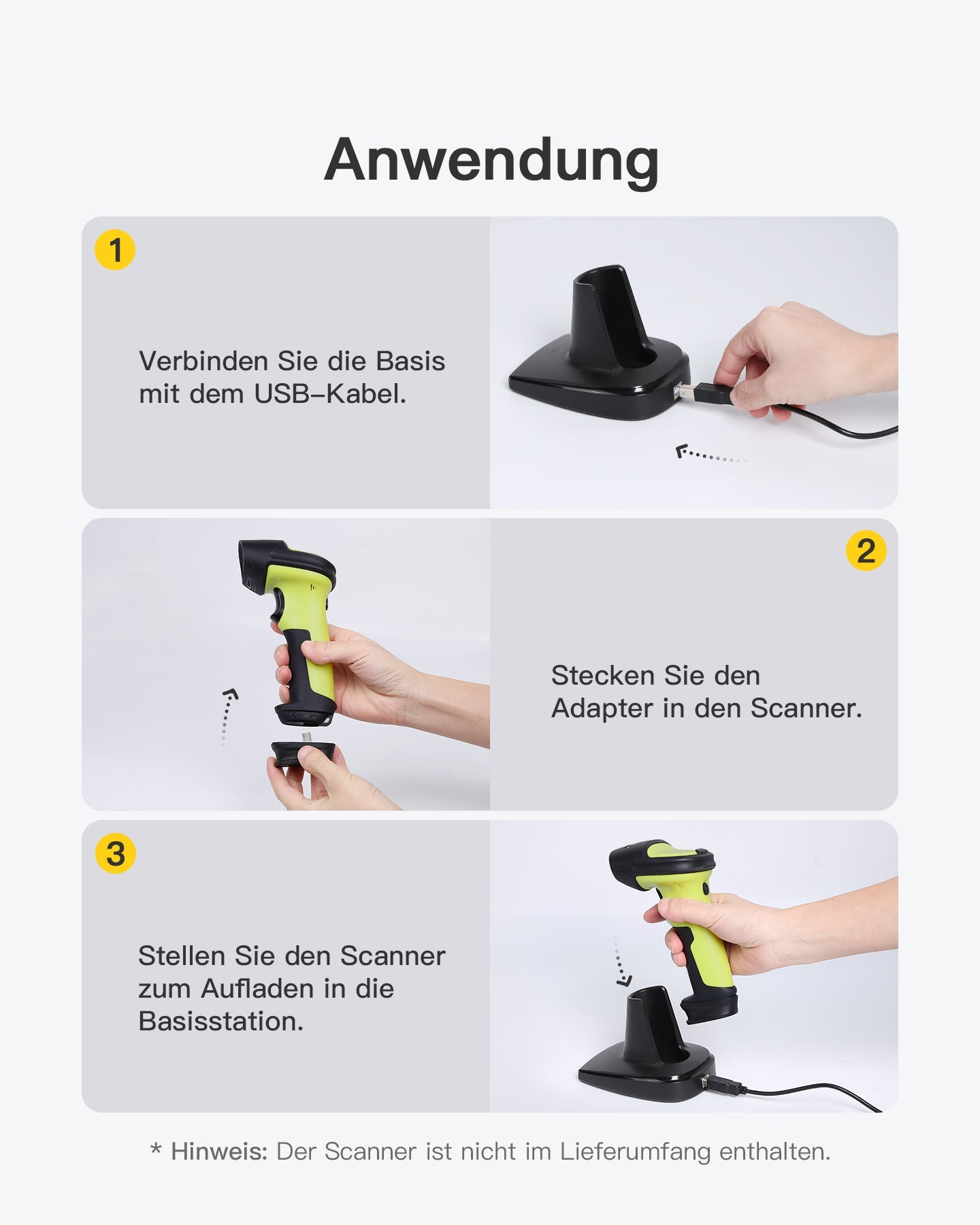 Inateck Barcodescanner BS04001 2-1 Base[BS04001_black], Ansicht 3