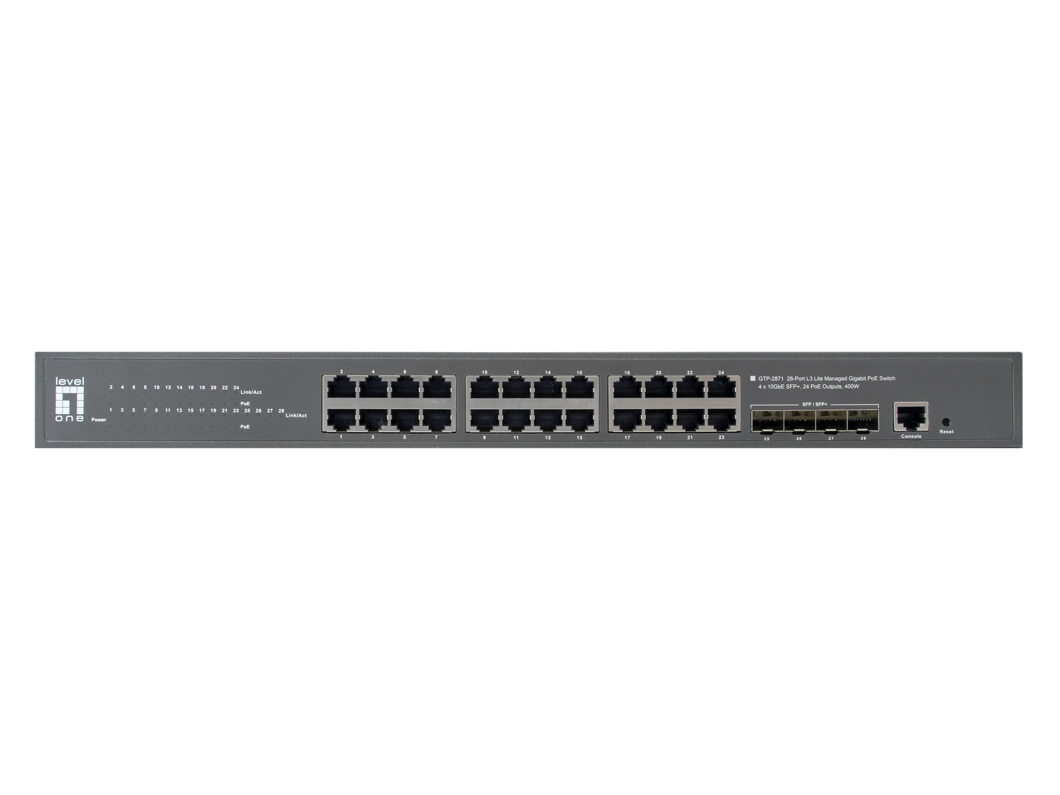 LevelOne GTP-2871 - Switch - L3 Lite - managed - 24 x 10/100/1000 (PoE+), Ansicht 2