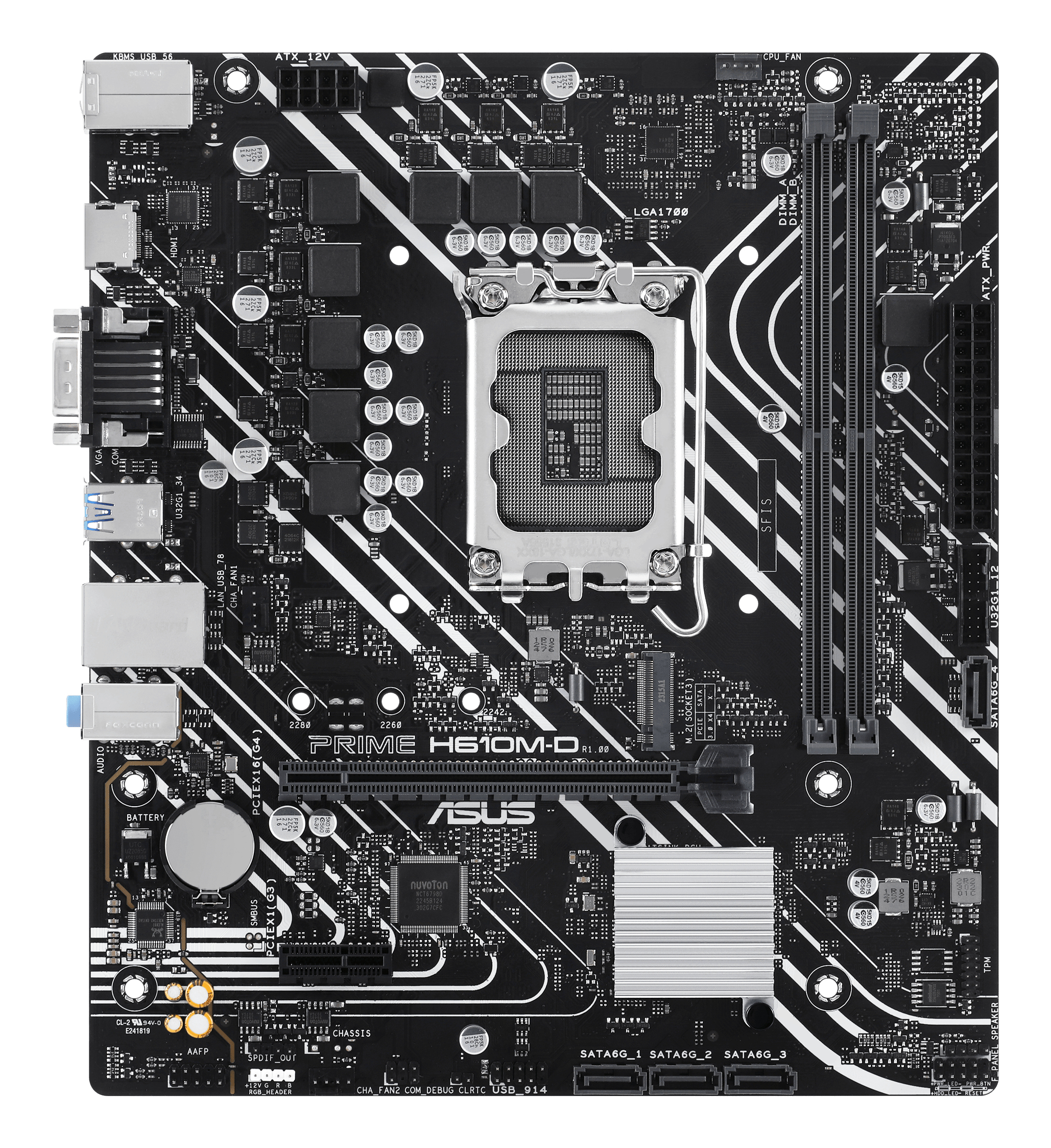 ASUS PRIME H610M-D - Motherboard - micro ATX - LGA1700-Sockel - H610 Chipsatz - USB 3.2 Gen 1 - Gigabit LAN, Ansicht 2