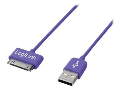 LogiLink USB Sync and Charging Cable - Lade-/Datenkabel - Apple Dock männlich zu USB männlich - 1 m - violett - für Apple iPad/iPhone/iPod (Apple Dock)