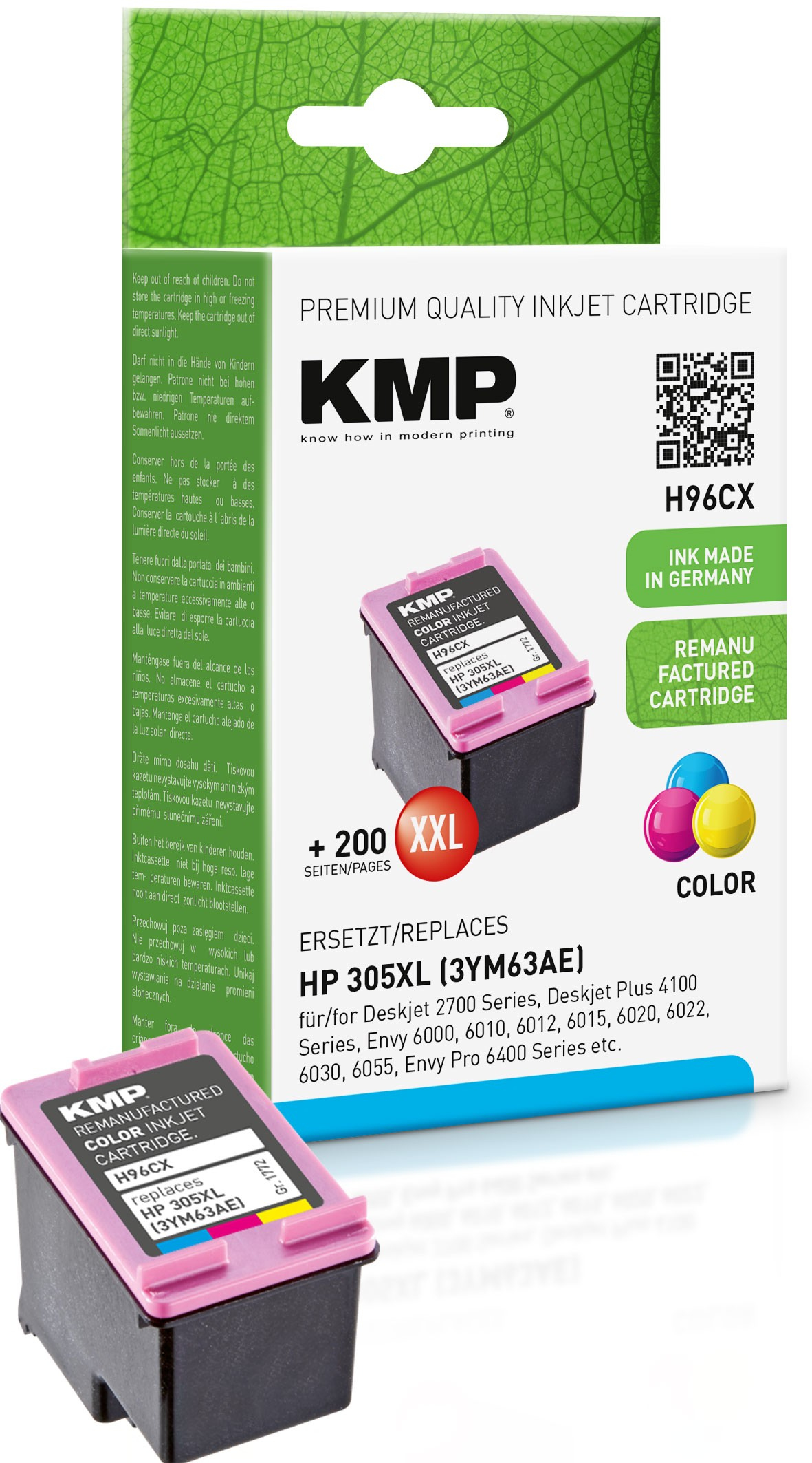 KMP H96CX - 12 ml - Hohe Ergiebigkeit - Farbe (Cyan, Magenta, Gelb), Ansicht 3