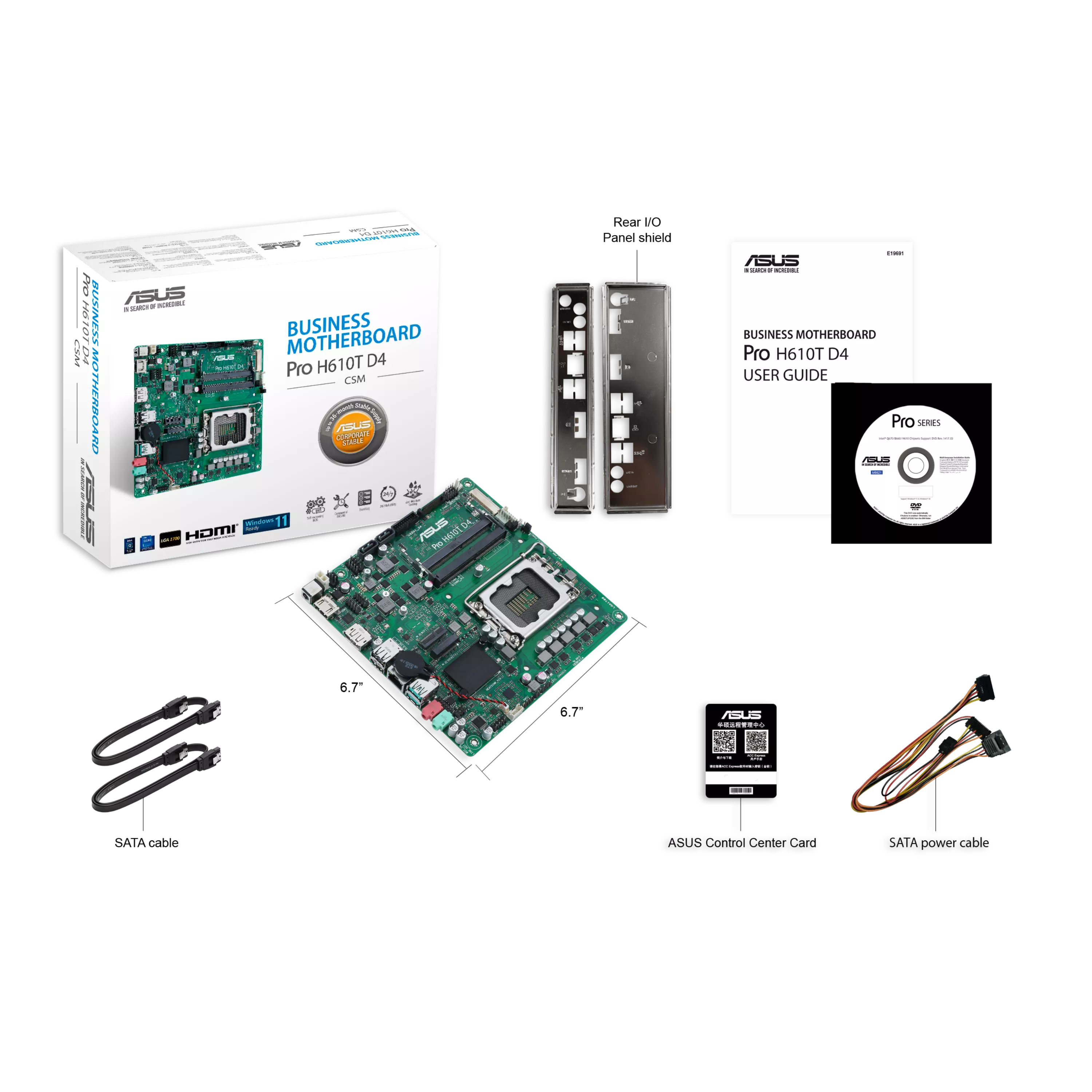 ASUS Pro H610T D4-CSM - Motherboard - Thin mini ITX - LGA1700-Sockel - H610 Chipsatz, Ansicht 2