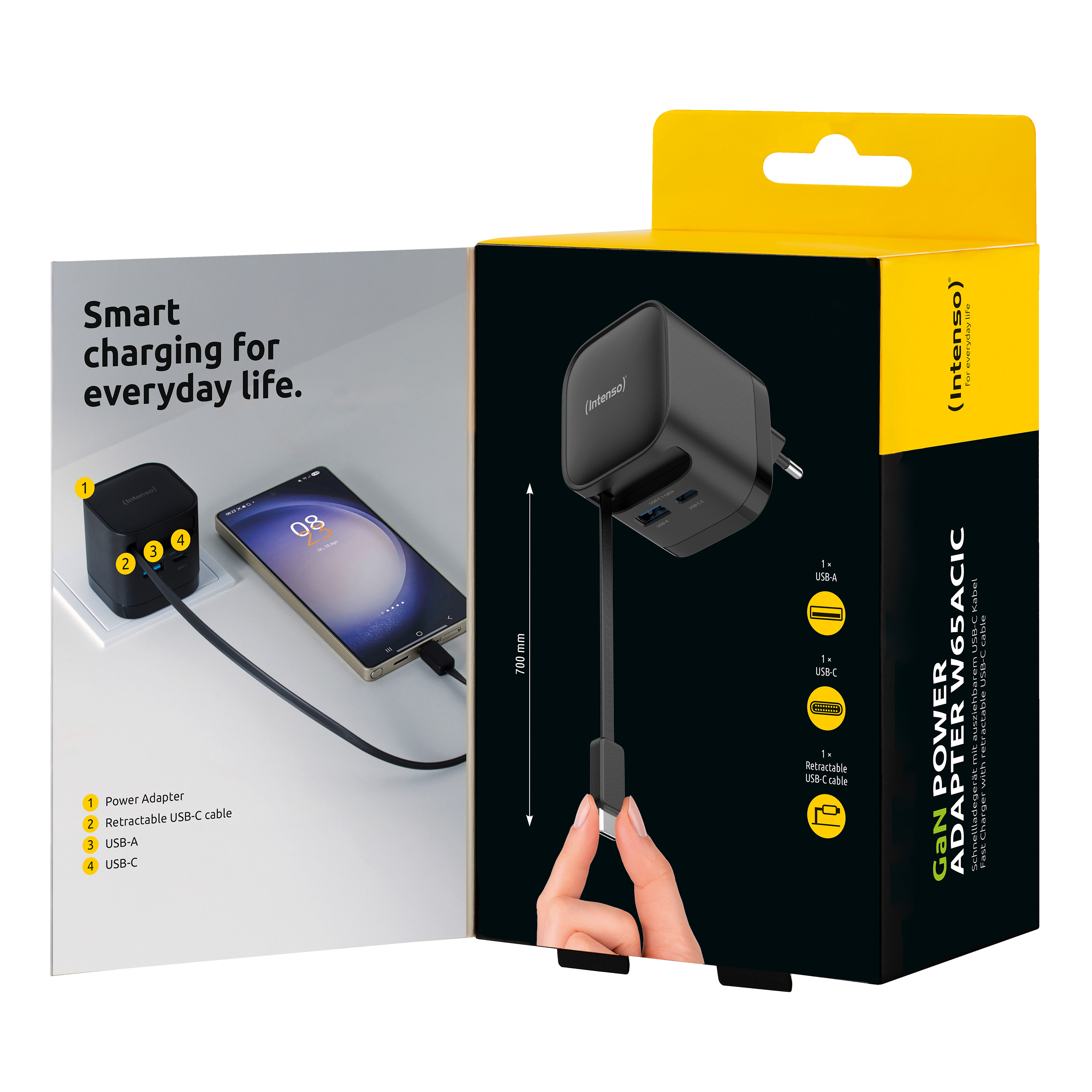 Intenso Compact Fast Charger 65W USB-C/USB-A Black, Ansicht 3