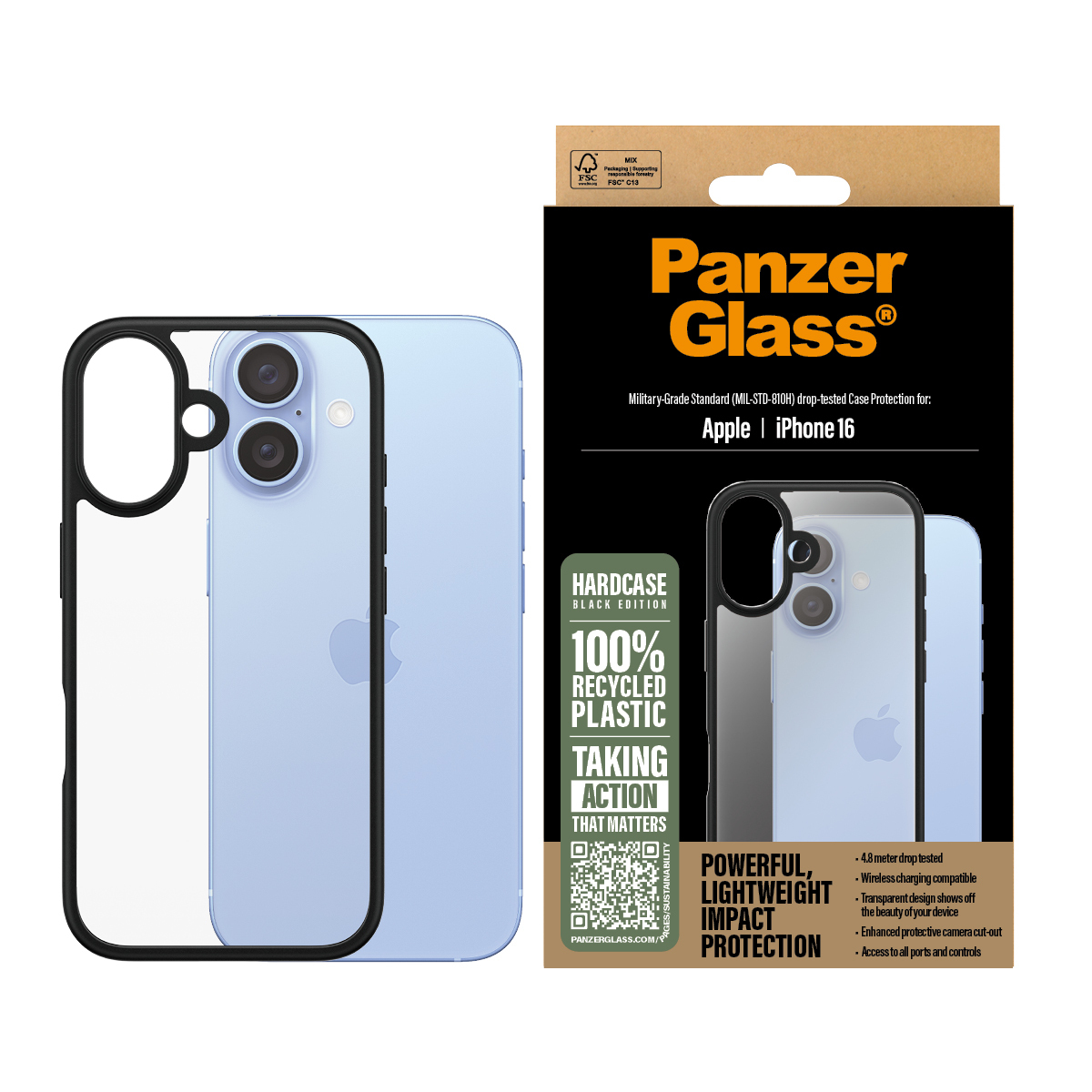PanzerGlass HardCase - Hintere Abdeckung für Mobiltelefon - Polycarbonat, Thermoplastisches Polyurethan (TPU), Ansicht 3